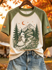Ghost Hiking Mountain Path T-Shirt Autumn Halloween Shirt Cute Halloween Gifts