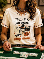 Ghouls Just Wanna Play Mahj T-Shirt Halloween Spooky Tee Spooky Gifts For Her