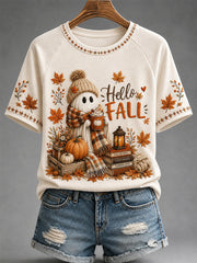 Hello Fall T-Shirt Autumn Halloween Tee Halloween Apparel For Her