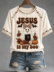 Jesus Is My Boo T-Shirt Halloween Ghost Tee Halloween Gifts For Adults