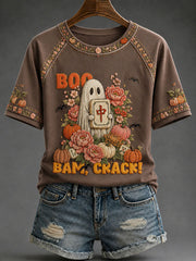 Boo Bam Crack T-Shirt Halloween Ghost Merch Halloween Gifts For Girls