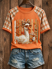 Cute Goose With Pumpkin Spice T-Shirt Autumn Fall Tee Cozy Halloween Apparel Ideas