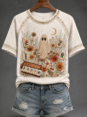 Cute Ghost Playing Mahjong T-Shirt Ghost Halloween Shirt Gift For Halloween