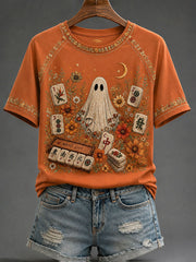 Cute Ghost Playing Mahjong T-Shirt Ghost Halloween Shirt Gift For Halloween