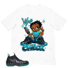 Vibe Check Shirt to Matching Foams Pro Aqua