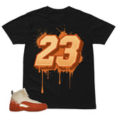 Number 23 Dripping Shirt - Match Eastside Golf x Air Jordan 12 'Out the Mud'