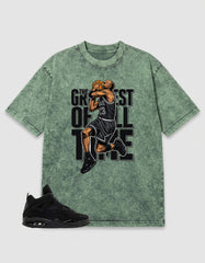 Black Cat 4s Zadago Washed T-shirt Greatest Of All Time Graphic