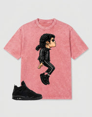 Black Cat 4s Zadago Washed T-shirt M.Jackson Tiptoe Graphic