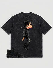 Black Cat 4s Zadago Washed T-shirt M.Jackson Tiptoe Graphic