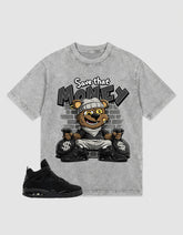 Black Cat 4s Zadago Washed T-shirt Save That Money Graphic