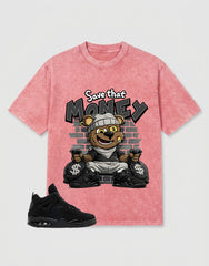 Black Cat 4s Zadago Washed T-shirt Save That Money Graphic