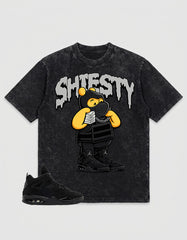 Black Cat 4s Zadago Washed T-shirt Shiesty Pooh Graphic