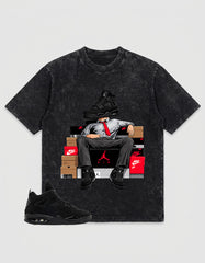 Black Cat 4s Zadago Washed T-shirt Sole Boss Graphic