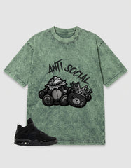 Black Cat 4s Zadago Washed T-shirt Anti Social Graphic