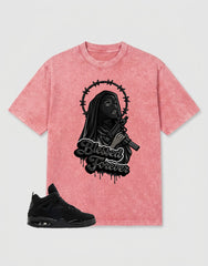 Black Cat 4s Zadago Washed T-shirt Blessed Forever Graphic