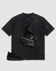 Black Cat 4s Zadago Washed T-shirt Blessed Forever Graphic