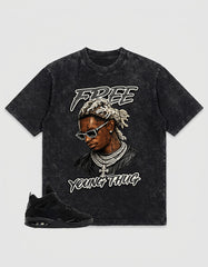 Black Cat 4s Zadago Washed T-shirt Free Young Thug Graphic