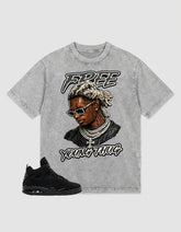 Black Cat 4s Zadago Washed T-shirt Free Young Thug Graphic