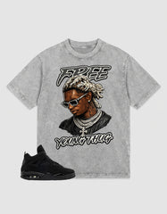 Black Cat 4s Zadago Washed T-shirt Free Young Thug Graphic