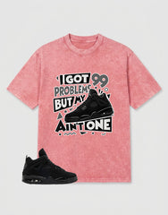 Black Cat 4s Zadago Washed T-shirt I Got 99 Problems Graphic