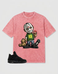 Black Cat 4s Zadago Washed T-shirt Little Jason Graphic