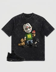 Black Cat 4s Zadago Washed T-shirt Little Jason Graphic