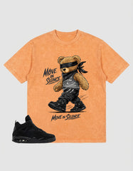 Black Cat 4s Zadago Washed T-shirt Move In Silence Graphic