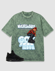Black Cat 4s Zadago Washed T-shirt Nightmare On Elm Street Graphic