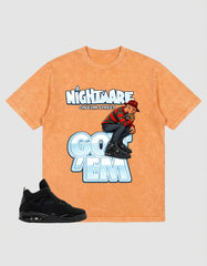 Black Cat 4s Zadago Washed T-shirt Nightmare On Elm Street Graphic