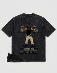 Black Cat 4s Zadago Washed T-shirt Runnin' The Street Graphic