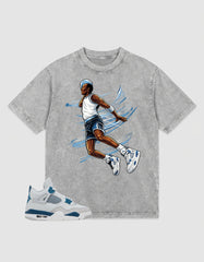 Military Blue 4s Zadago Washed T-shirt Air Ball Graphic
