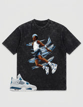 Military Blue 4s Zadago Washed T-shirt Air Ball Graphic