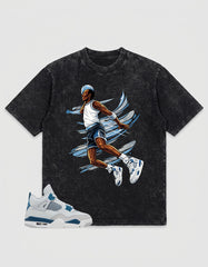 Military Blue 4s Zadago Washed T-shirt Air Ball Graphic