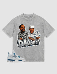 Military Blue 4s Zadago Washed T-shirt Daaamn Sneaker Graphic