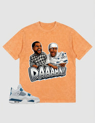 Military Blue 4s Zadago Washed T-shirt Daaamn Sneaker Graphic