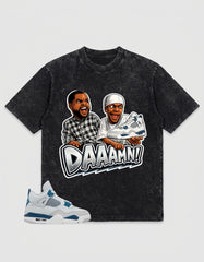 Military Blue 4s Zadago Washed T-shirt Daaamn Sneaker Graphic