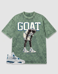 Military Blue 4s Zadago Washed T-shirt Goat Rare Air Graphic