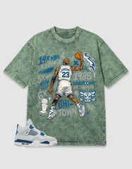 Military Blue 4s Zadago Washed T-shirt Jordan 23 All Star Graphic