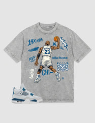 Military Blue 4s Zadago Washed T-shirt Jordan 23 All Star Graphic