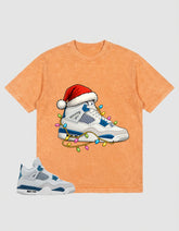 Military Blue 4s Zadago Washed T-shirt Kickmas Graphic