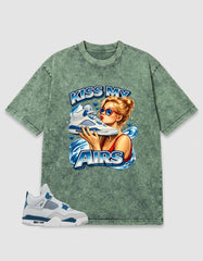 Military Blue 4s Zadago Washed T-shirt Kiss My Airs Graphic