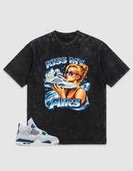 Military Blue 4s Zadago Washed T-shirt Kiss My Airs Graphic