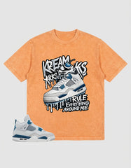 Military Blue 4s Zadago Washed T-shirt Kream Kicks Graphic