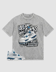 Military Blue 4s Zadago Washed T-shirt Kream Kicks Graphic