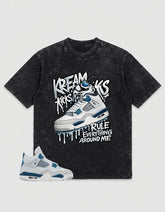 Military Blue 4s Zadago Washed T-shirt Kream Kicks Graphic