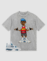 Military Blue 4s Zadago Washed T-shirt Mars 23 Graphic