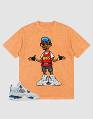 Military Blue 4s Zadago Washed T-shirt Mars 23 Graphic