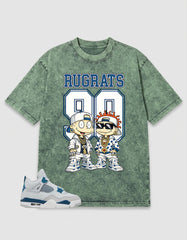 Military Blue 4s Zadago Washed T-shirt Rugrats 90 Graphic