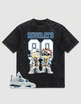 Military Blue 4s Zadago Washed T-shirt Rugrats 90 Graphic