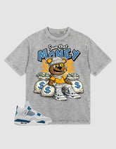 Military Blue 4s Zadago Washed T-shirt Save That Money Graphic